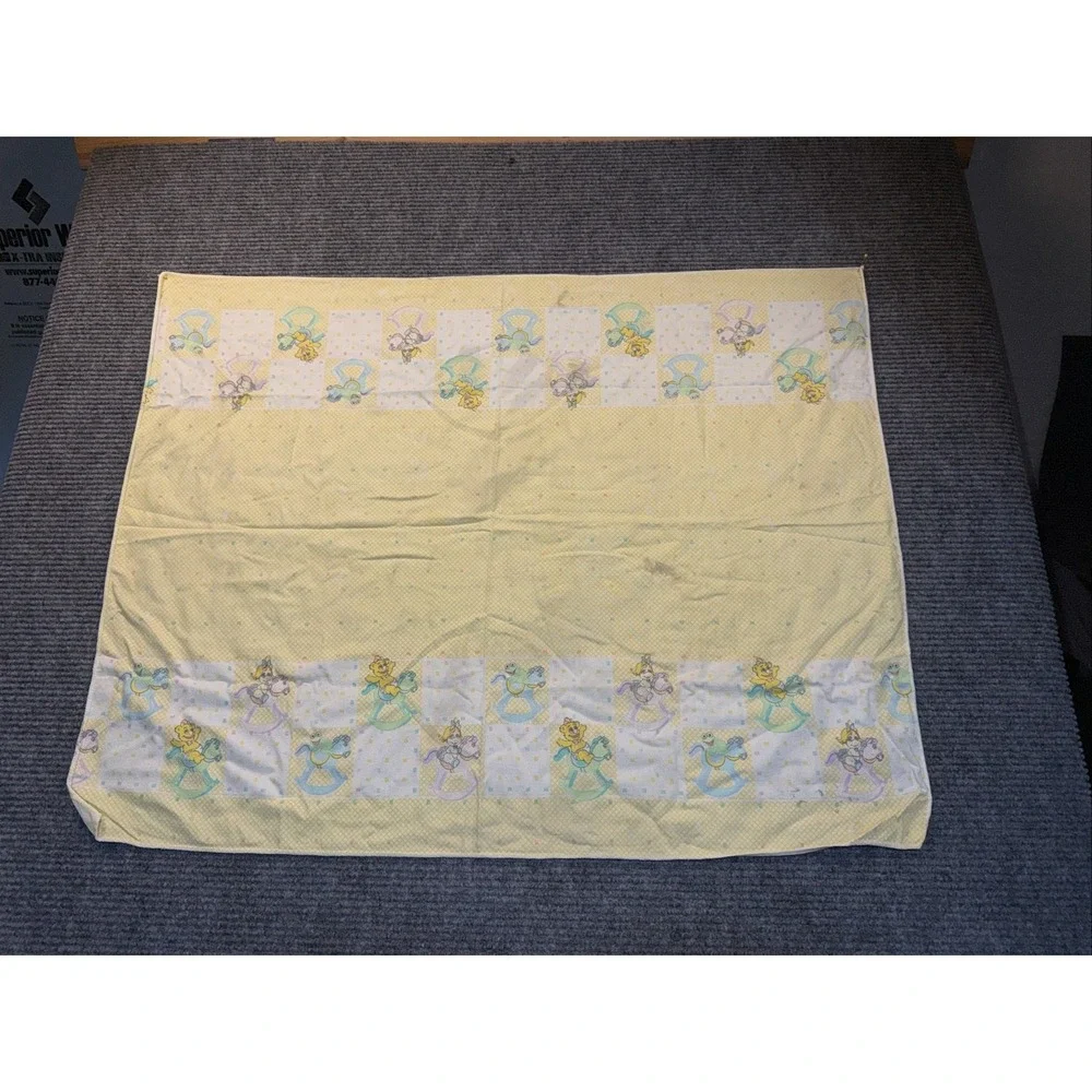 Muppet Babies Baby Blanket Jim Henson Yellow Vintage Receiving